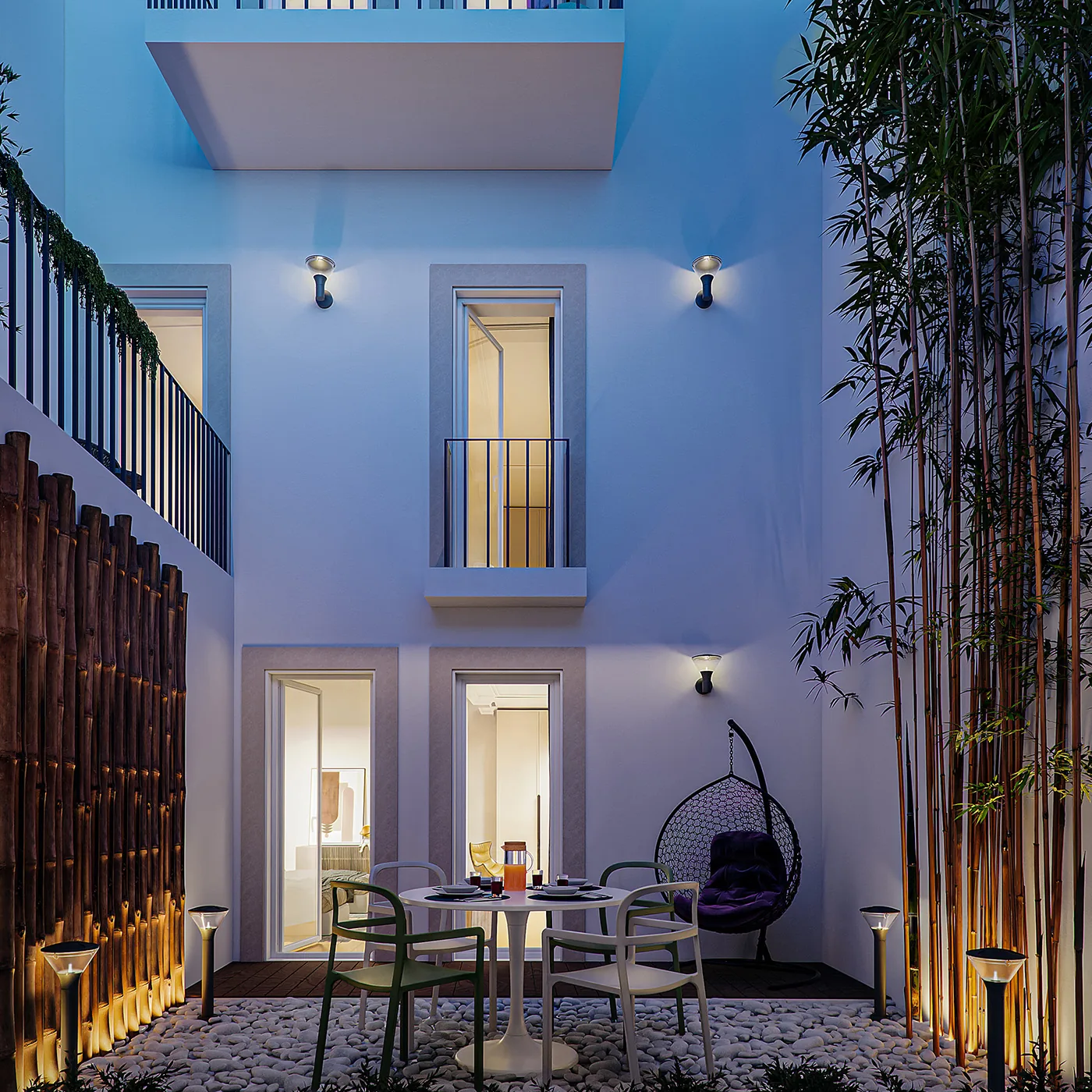 Landscaped private courtyard at Rua Madres 66